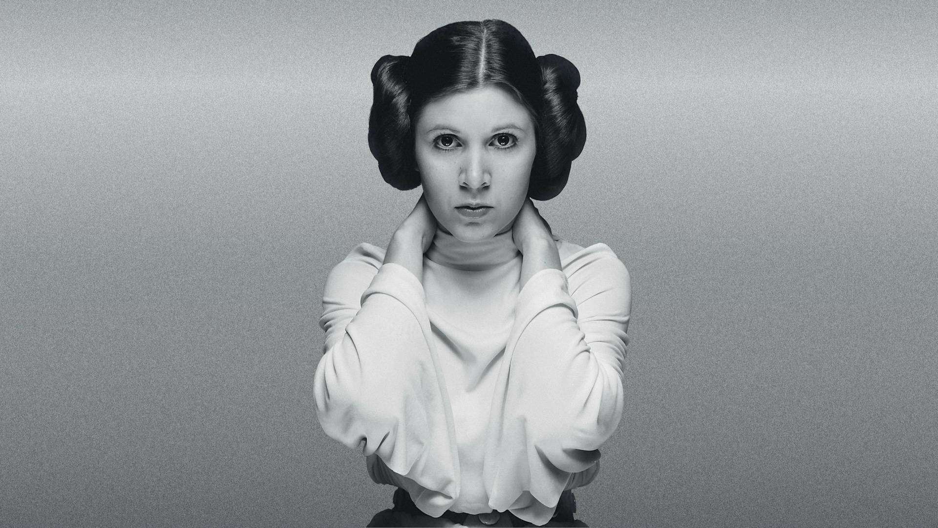 Carrie Fisher Princess Leia Black And White Wallpaper