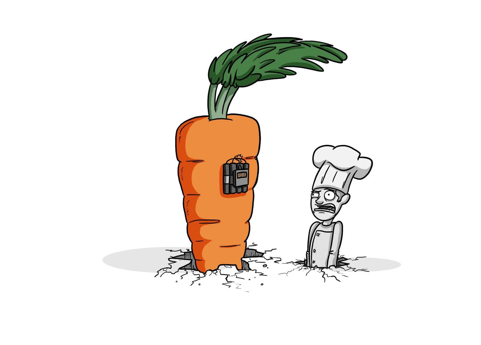 A Cartoon Character Is Standing Next To A Carrot
