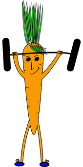 Carrot Figure Weightlifting Illustration PNG