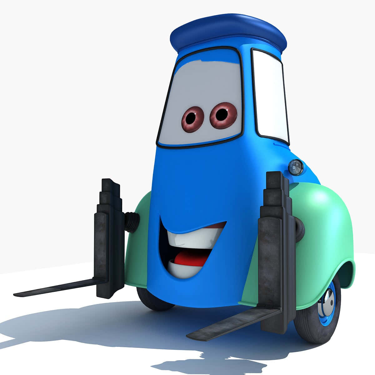 A Cartoon Car With Wheels And A Smile