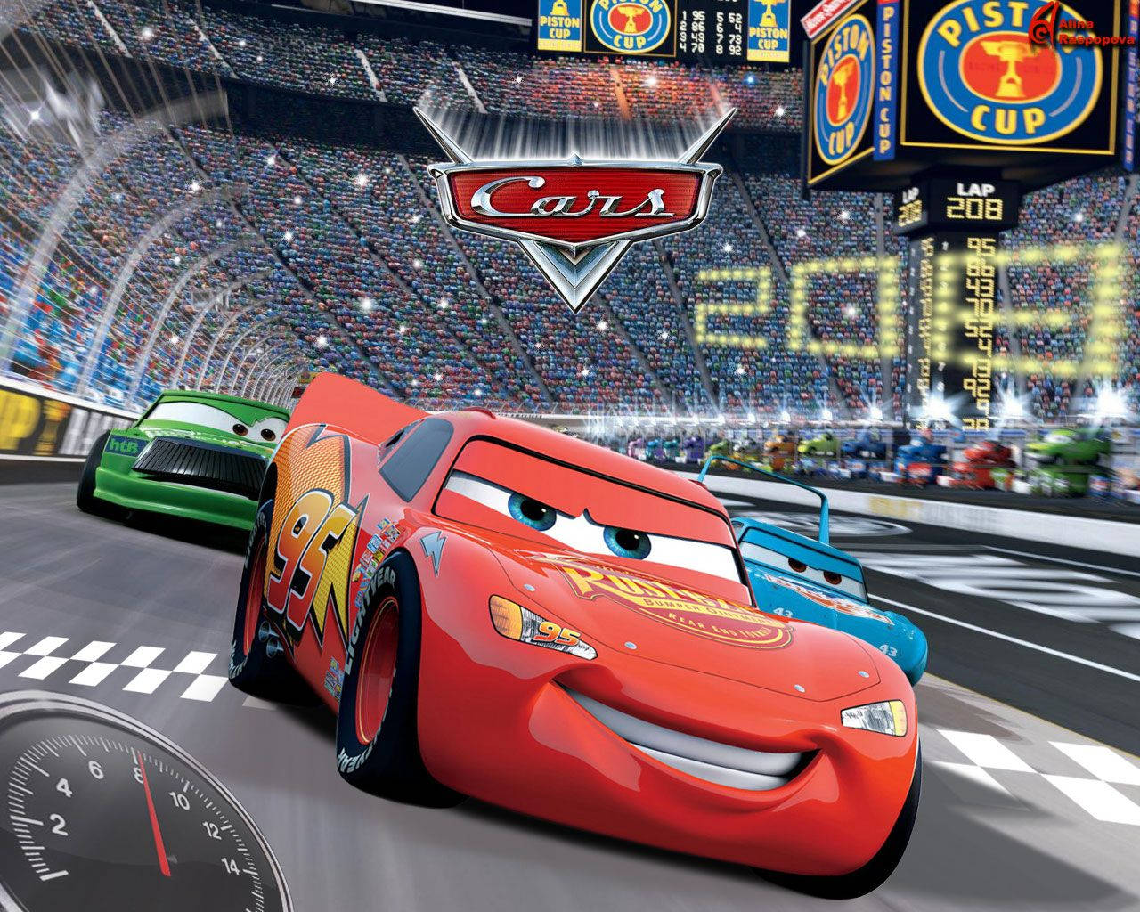 Download Cars Lightning Mcqueen In A Race Wallpaper 