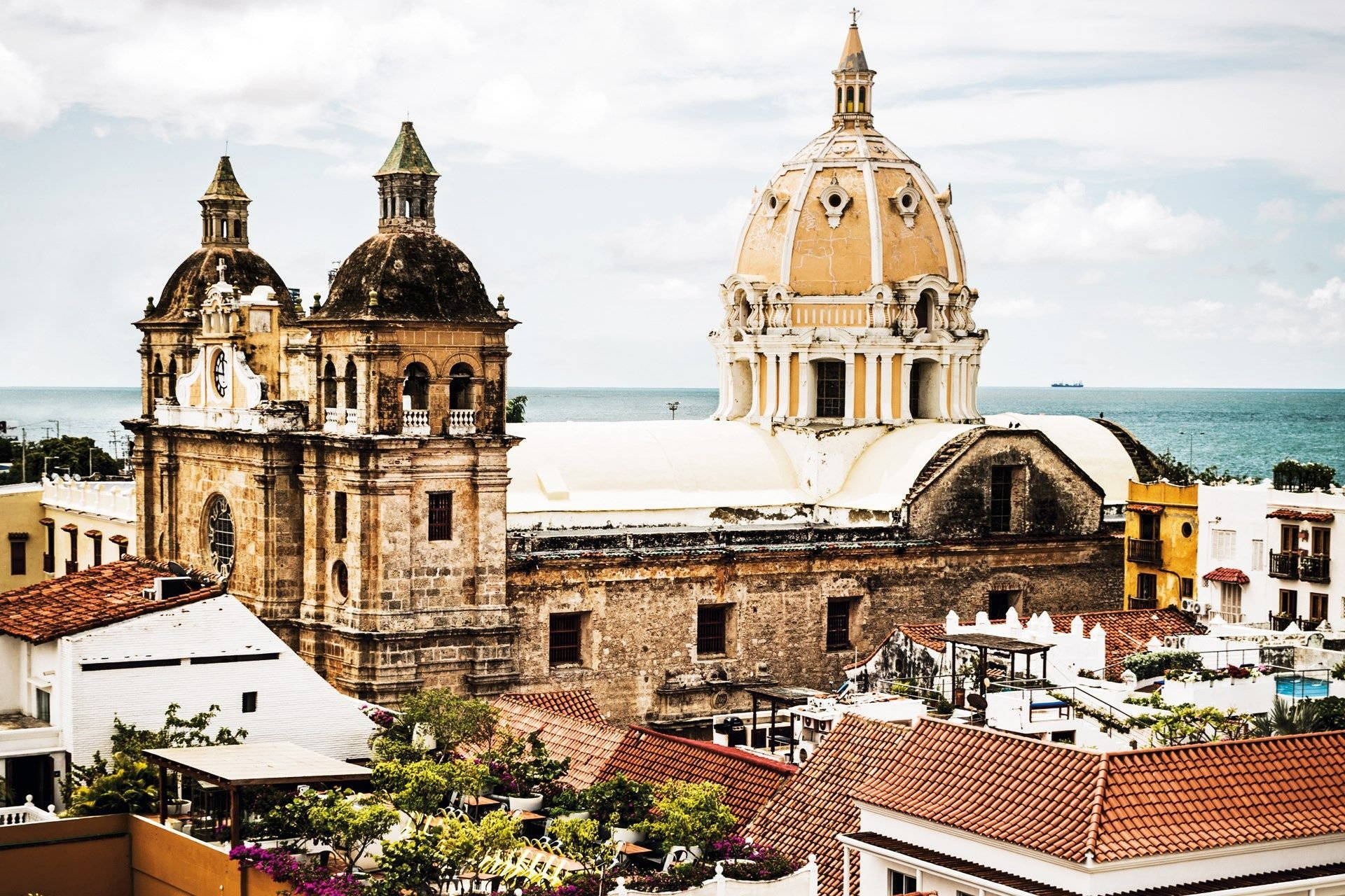 Cartagena Catholic Church Top View Wallpaper