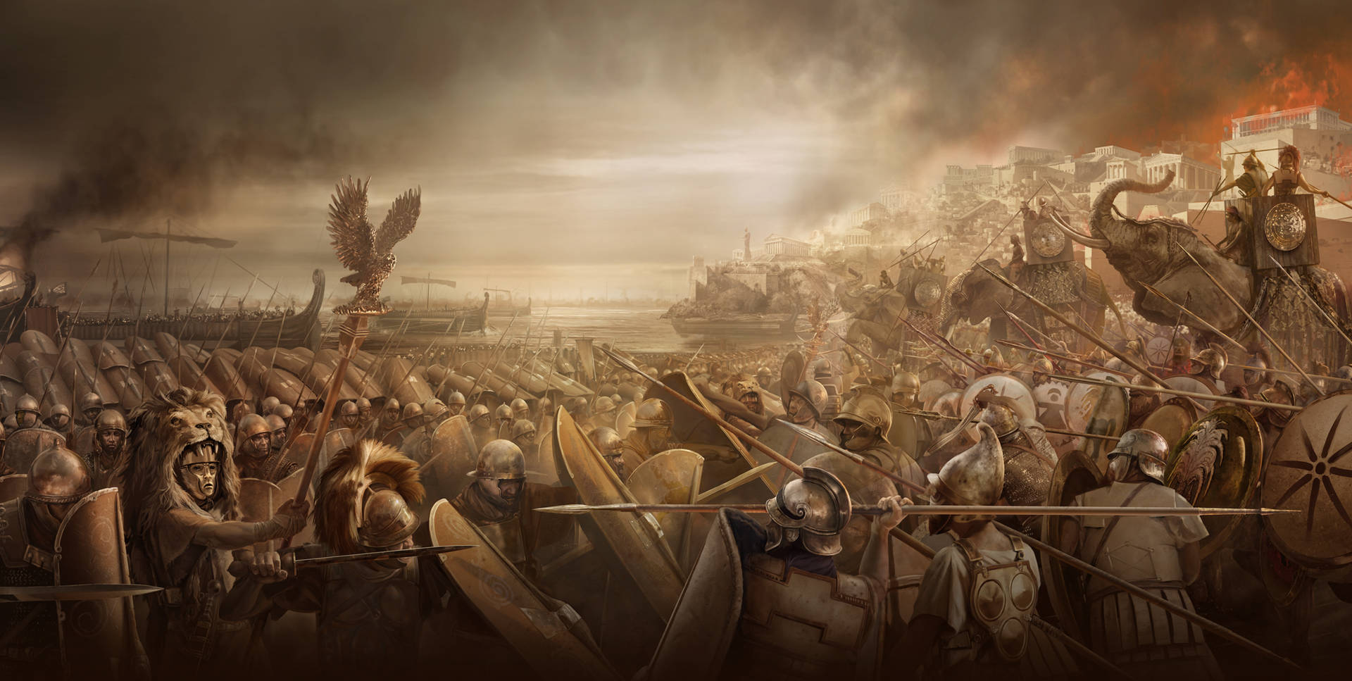 Epic Battle Of Carthage - Mighty Elephants In Action Wallpaper