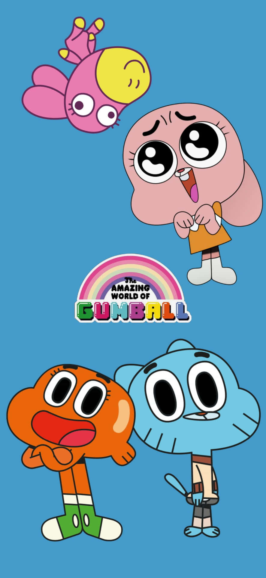 The Gumball Cartoon Characters Are Shown On A Blue Background Wallpaper