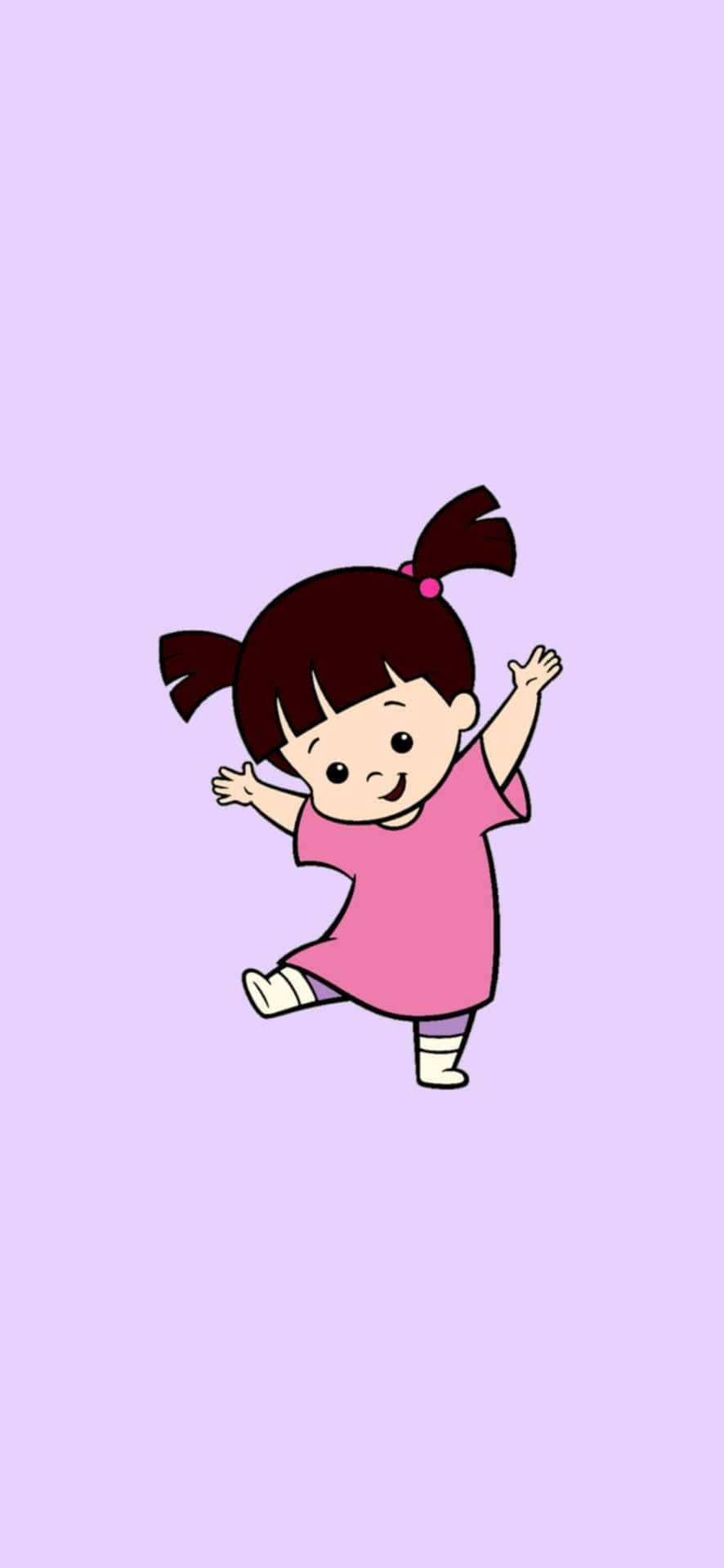 A Cartoon Girl With Her Arms Up In The Air Wallpaper