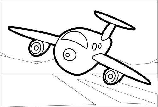 Cartoon Airplane Coloring Page PNG