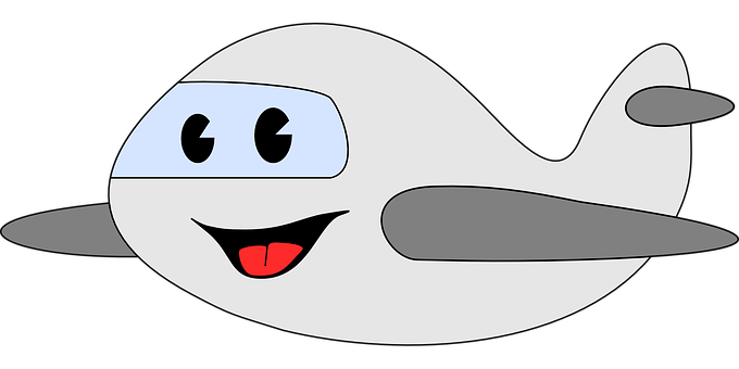 Cartoon Airplane Smiling Face PNG