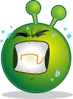 Cartoon Alien Green Bubble Character PNG
