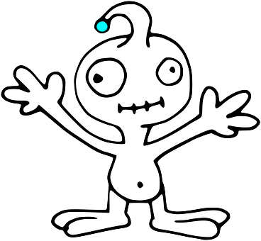 Cartoon Alien Greeting PNG