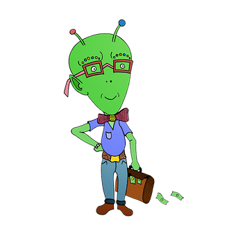 Cartoon Alien Readyfor Travel PNG