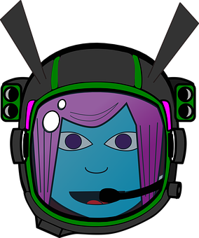 Cartoon Alienin Spacesuit Headshot PNG