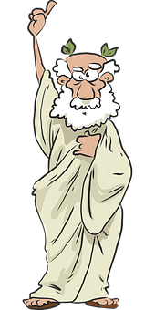 Cartoon Ancient Philosopher Holding Branch PNG