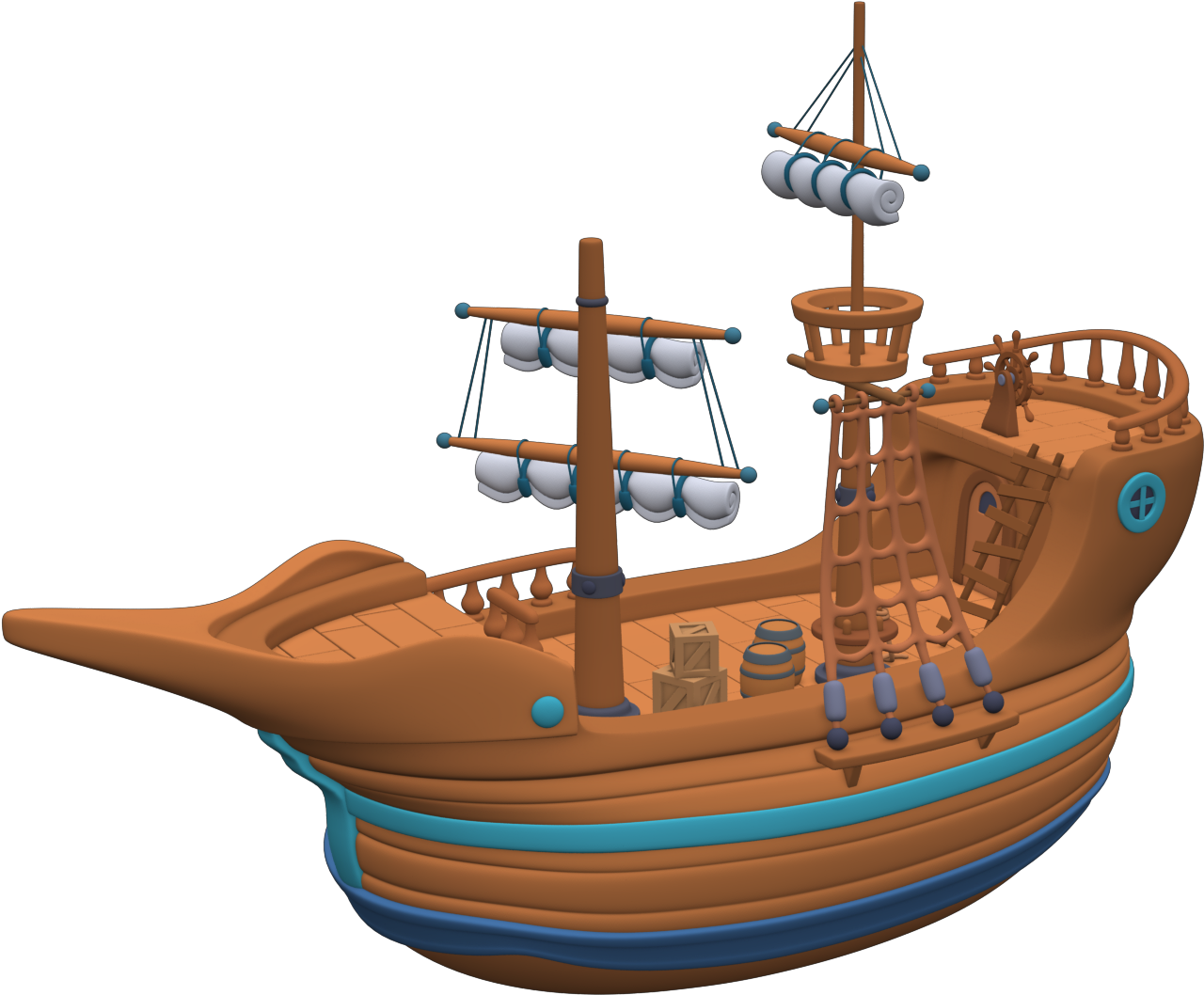 Cartoon Ancient Sailboat Model.png PNG