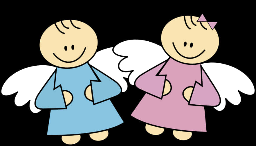 Cartoon Angel Siblings PNG