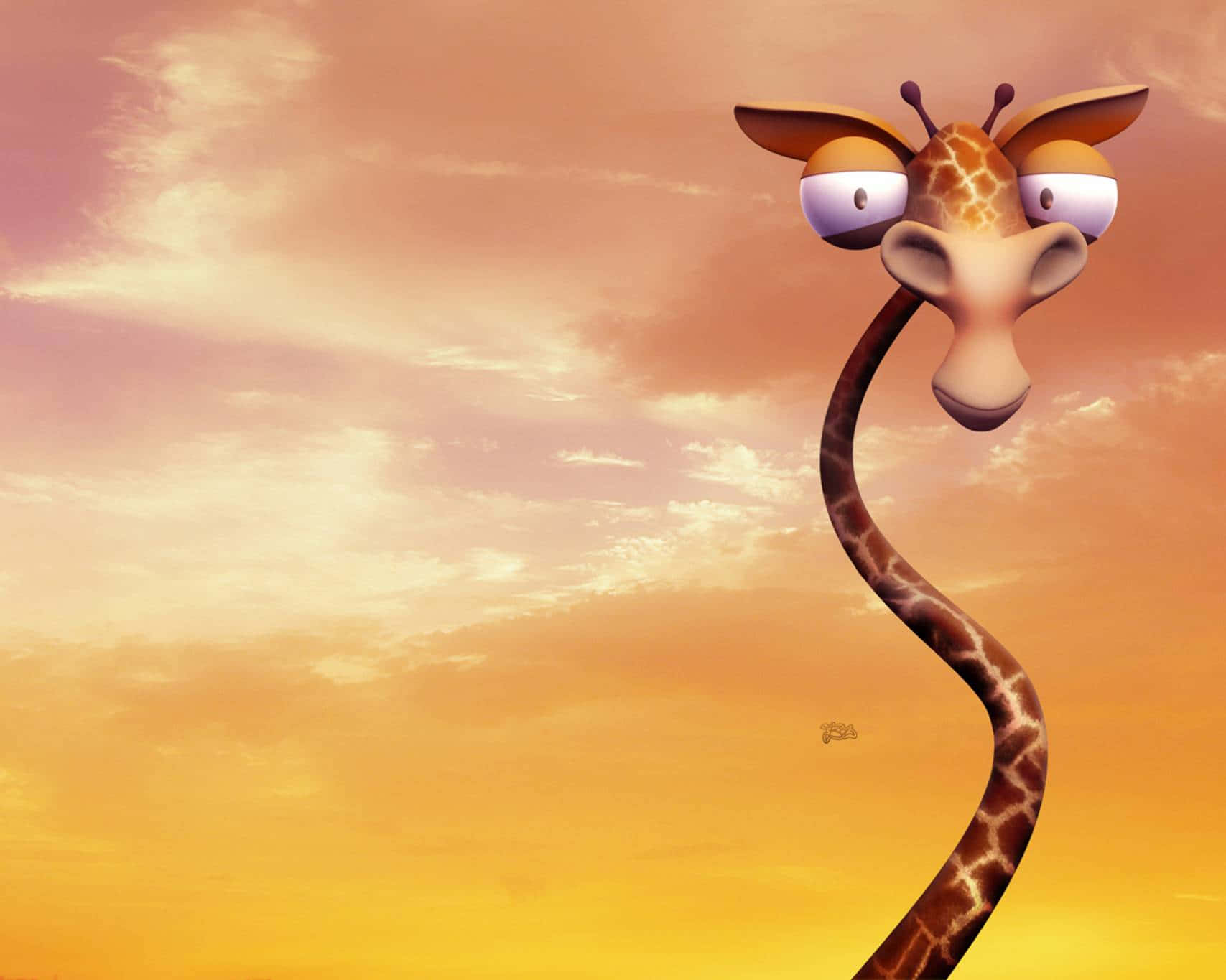 Et tegneserie giraf stående i ørkenen Wallpaper