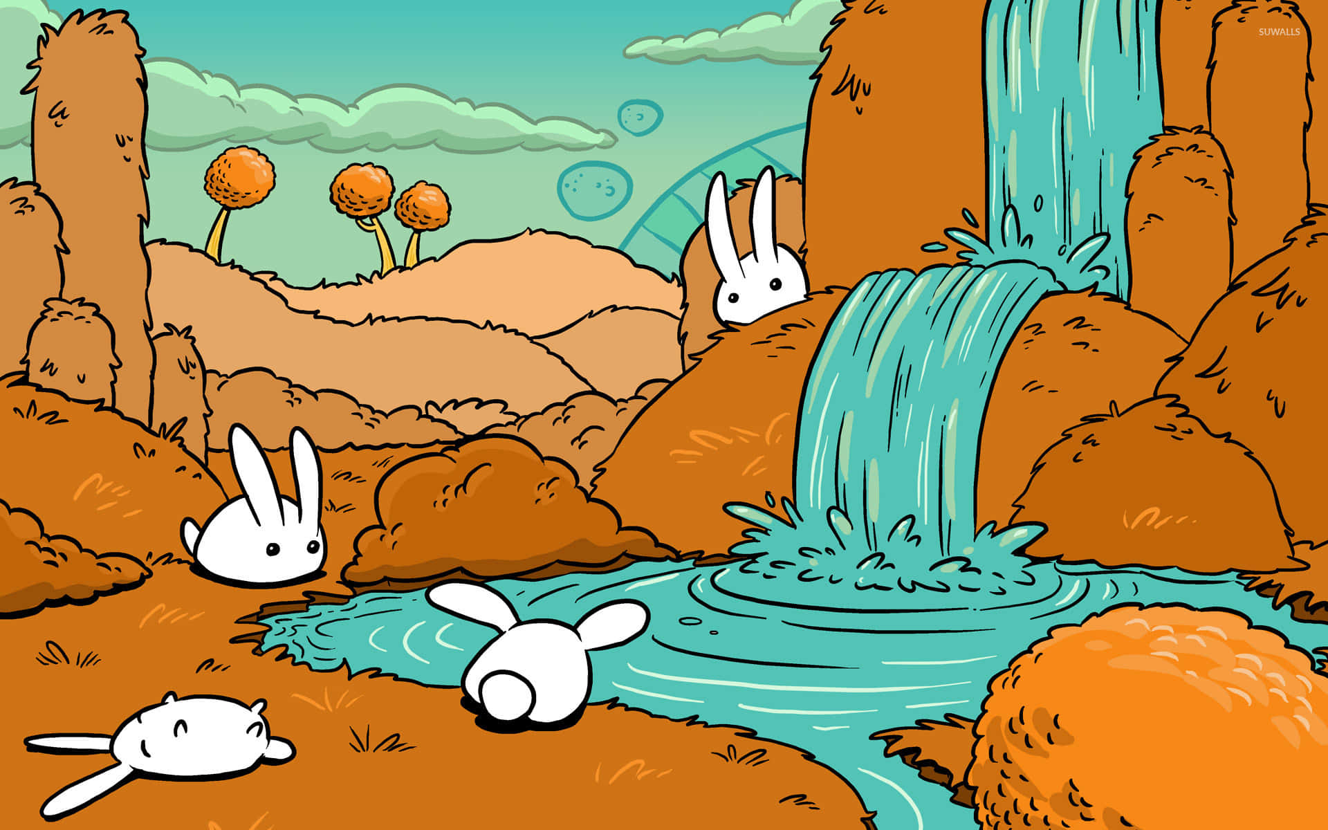 Animalesde Dibujos Animados Conejos Fondo de pantalla