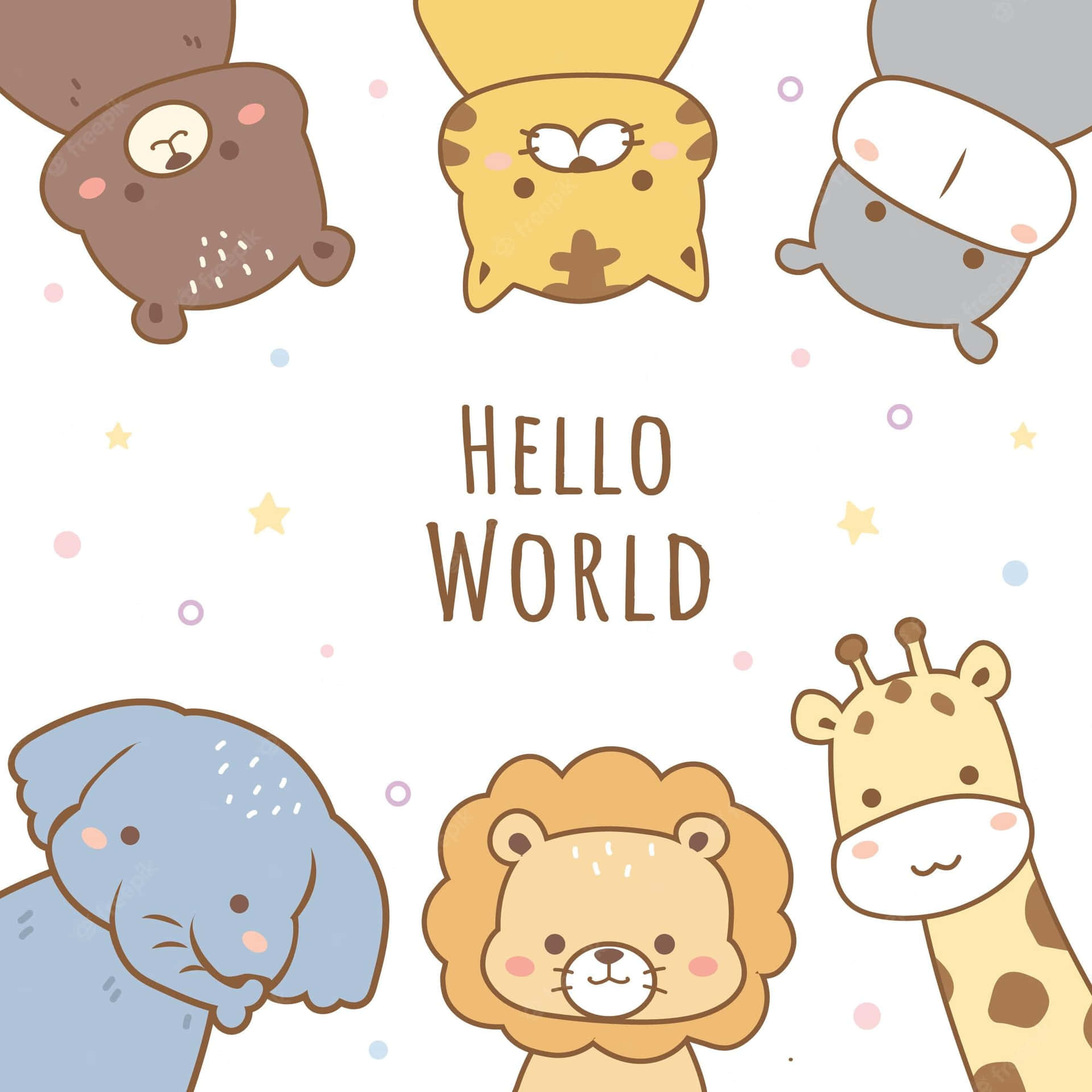 Cartoon Animal Hello World Wallpaper