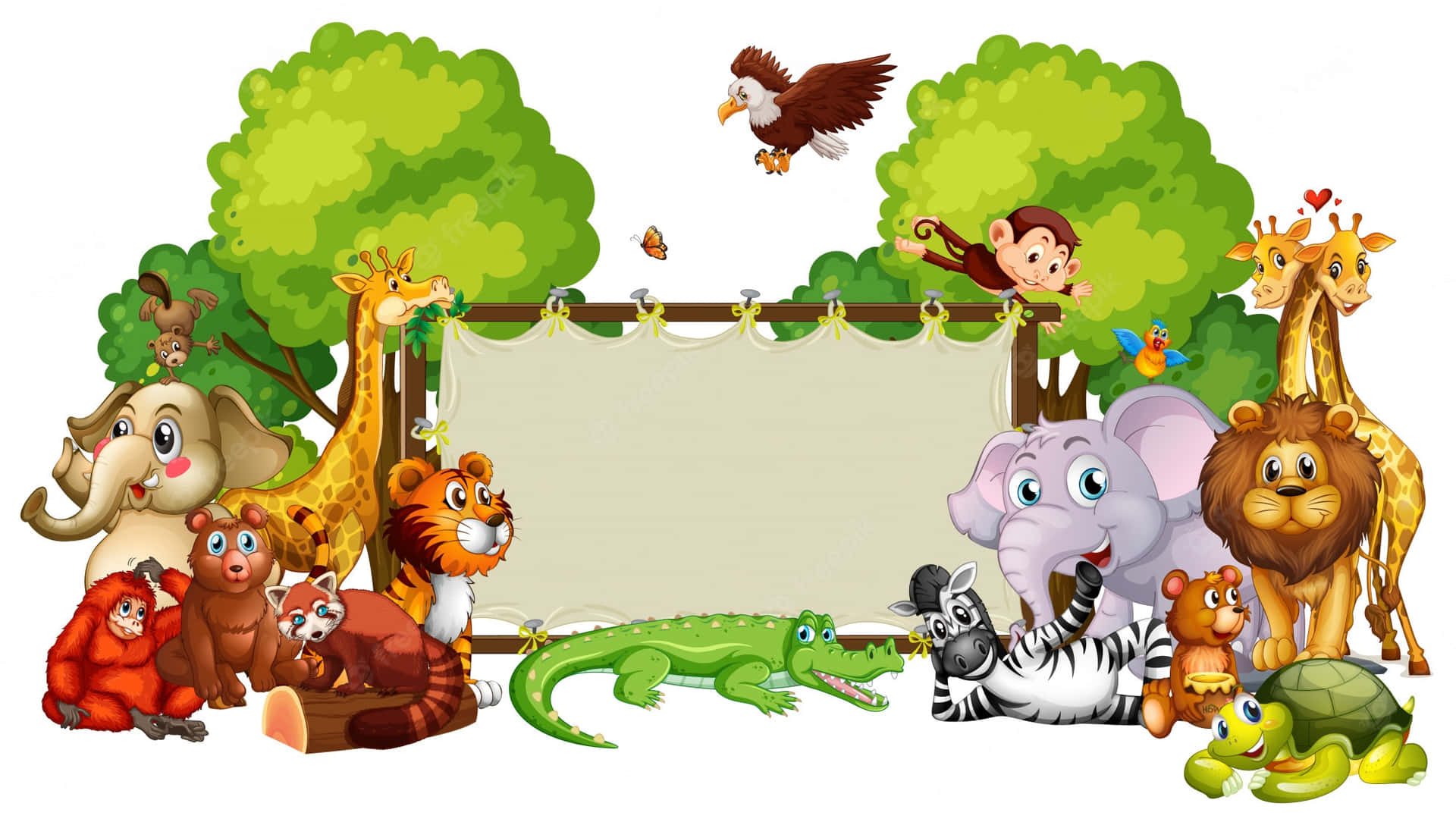 Cartoon Animal Safari Wallpaper
