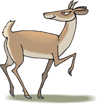 Cartoon Antelope Standing Vector PNG