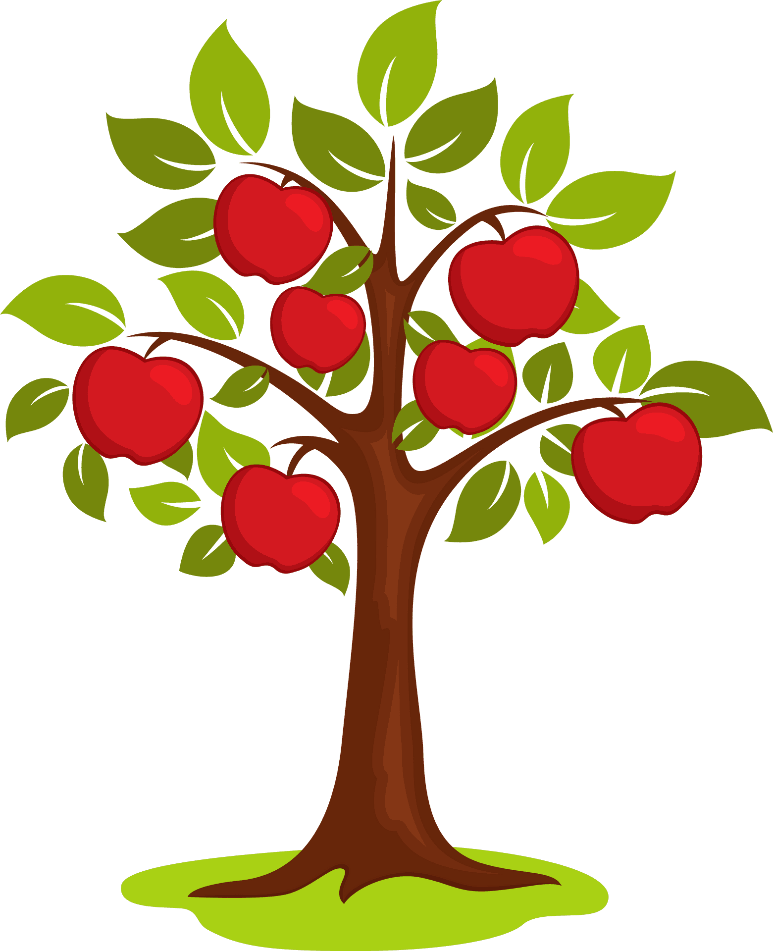 Cartoon Apple Tree Fullof Red Apples PNG
