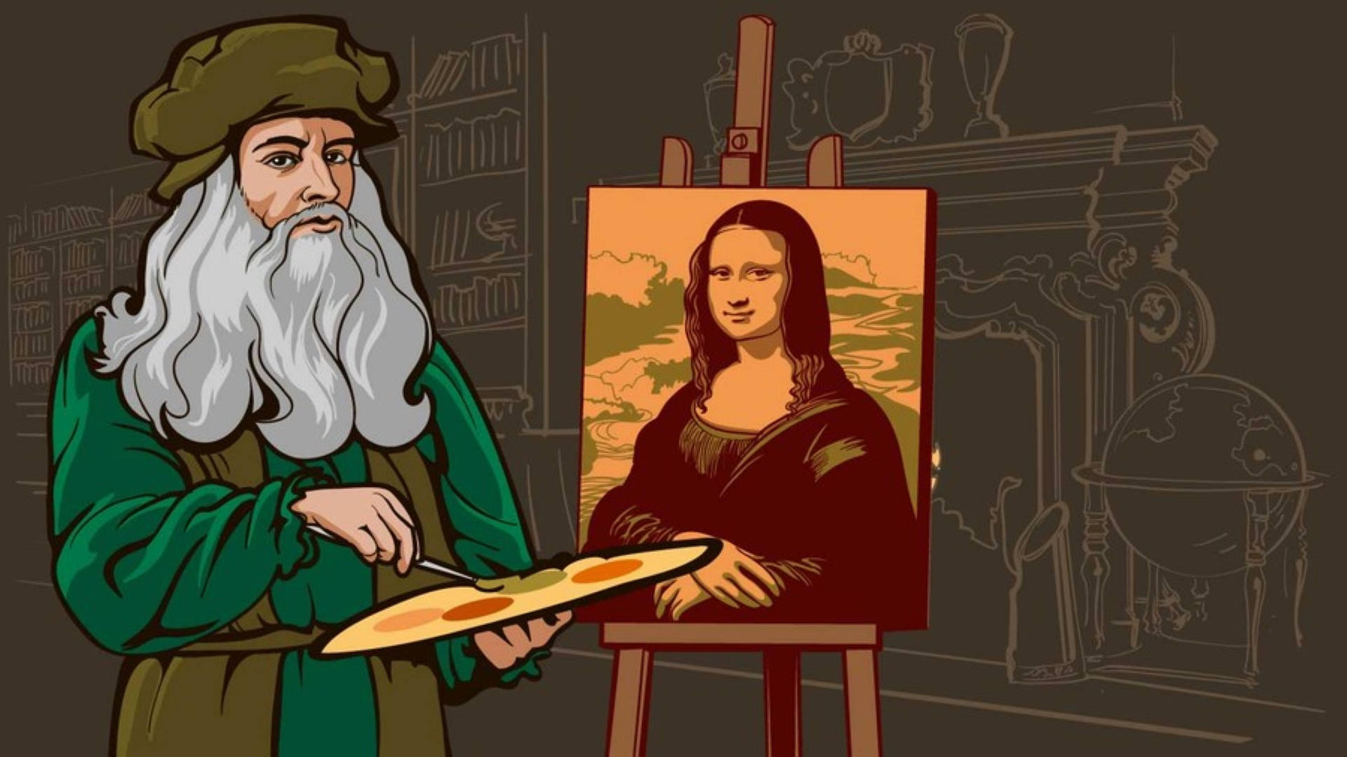 Cartoon Art Leonardo Da Vinci Wallpaper