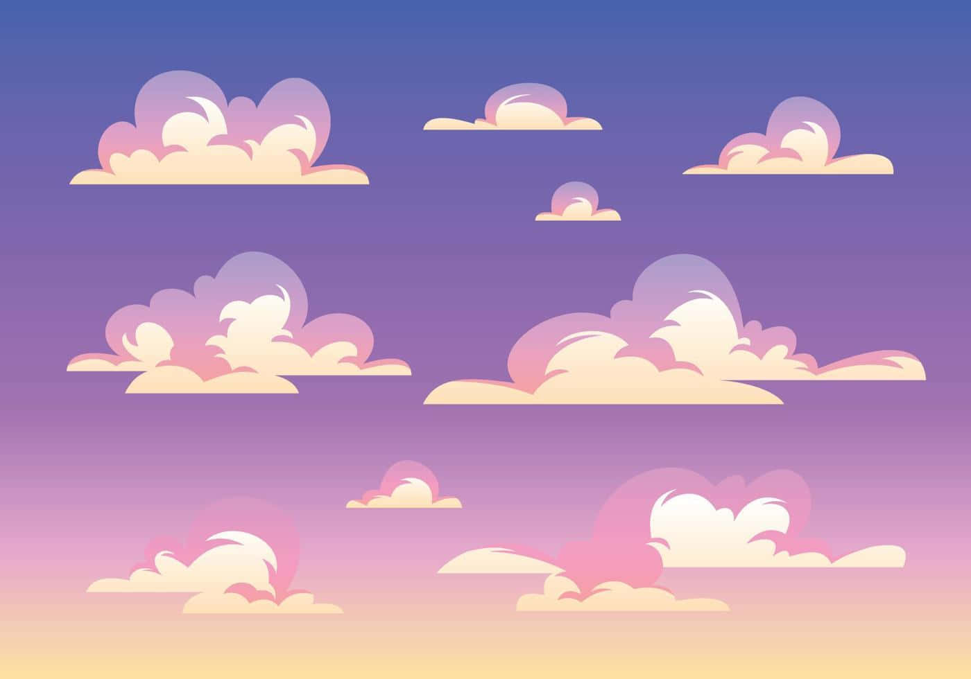 Cartoon Art Of Trippy Aesthetic Cloud Wallpaper