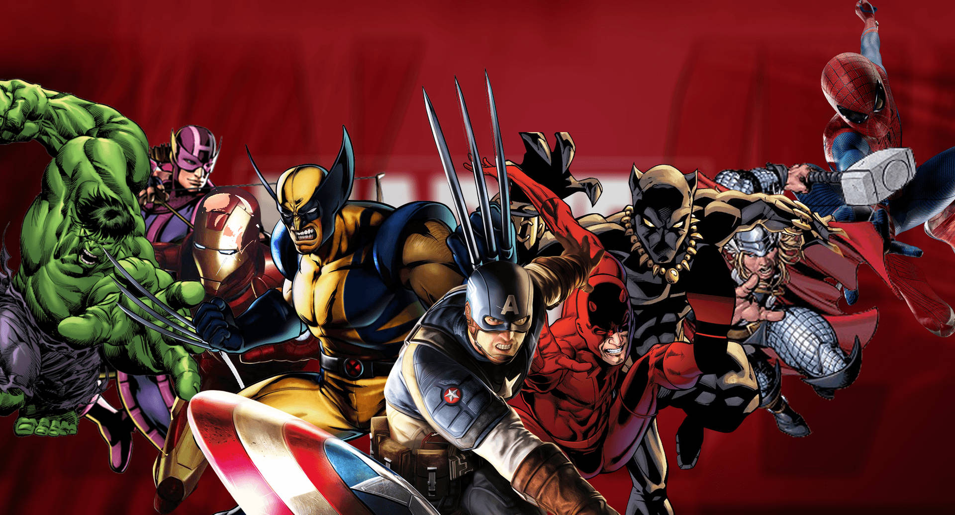 Ilustraçõesem Estilo De Cartoon Dos Super-heróis Da Marvel. Papel de Parede