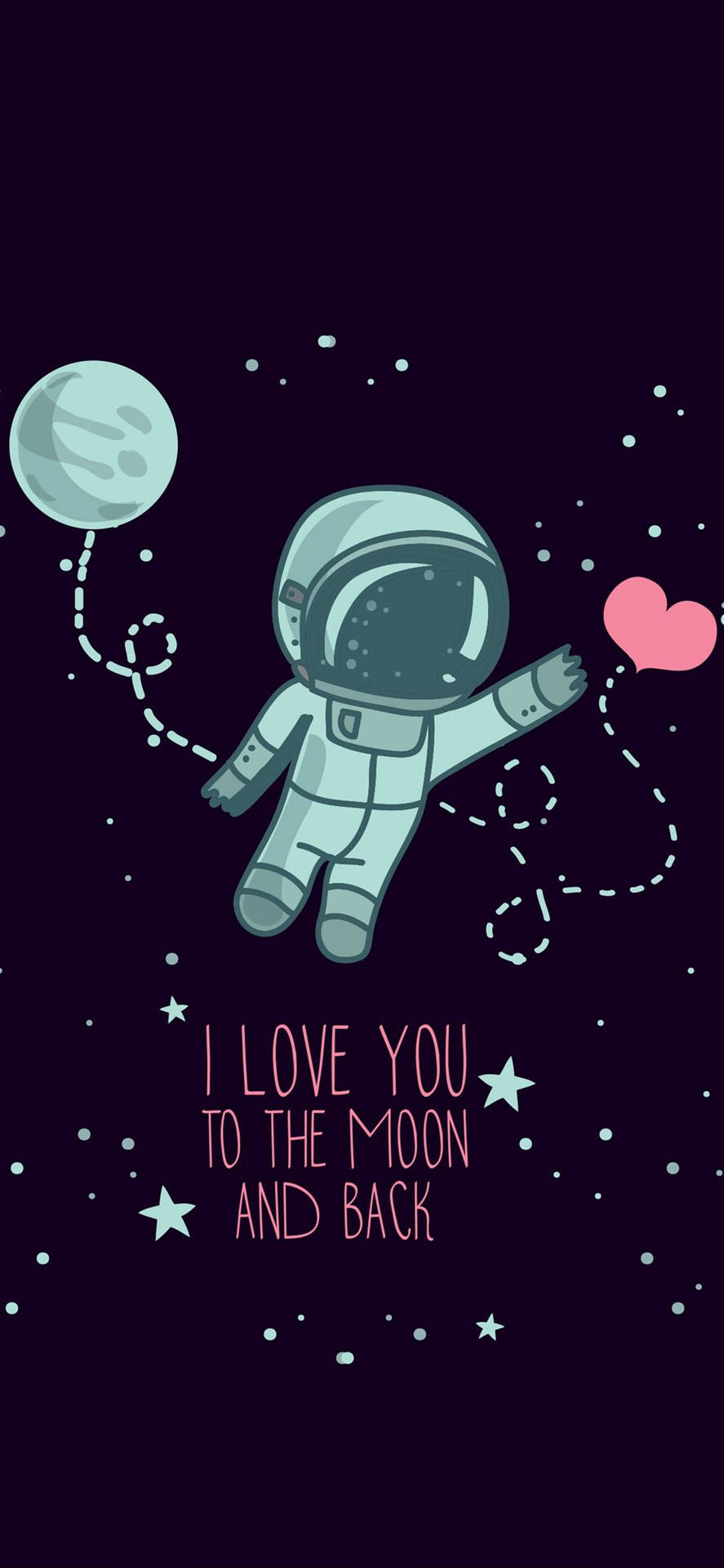Cartoon Astronaut Elsker Dig Til Månen Wallpaper