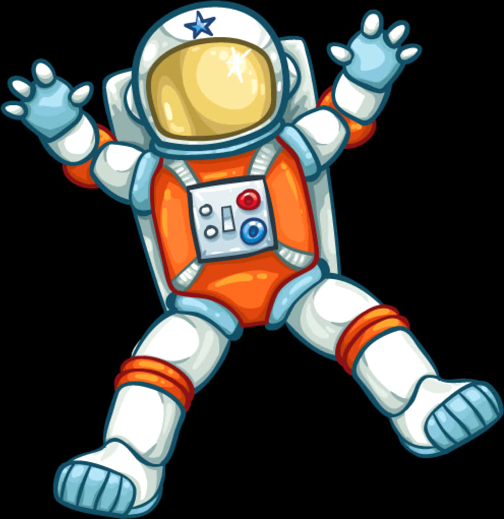 Cartoon Astronaut Floating PNG