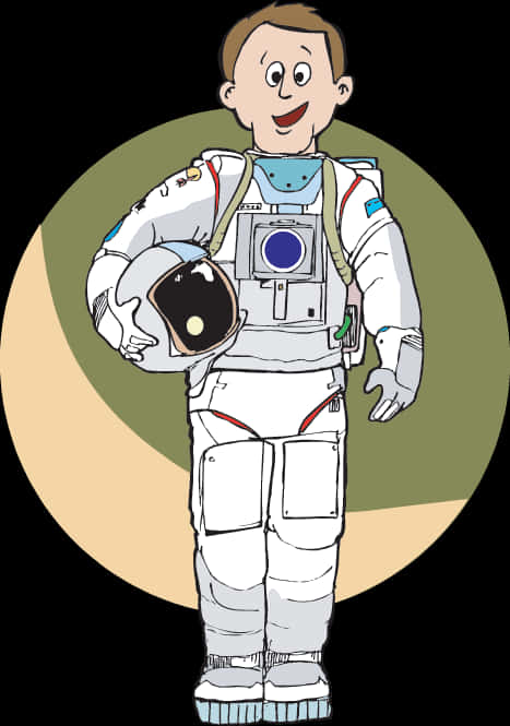 Cartoon_ Astronaut_ Holding_ Helmet PNG