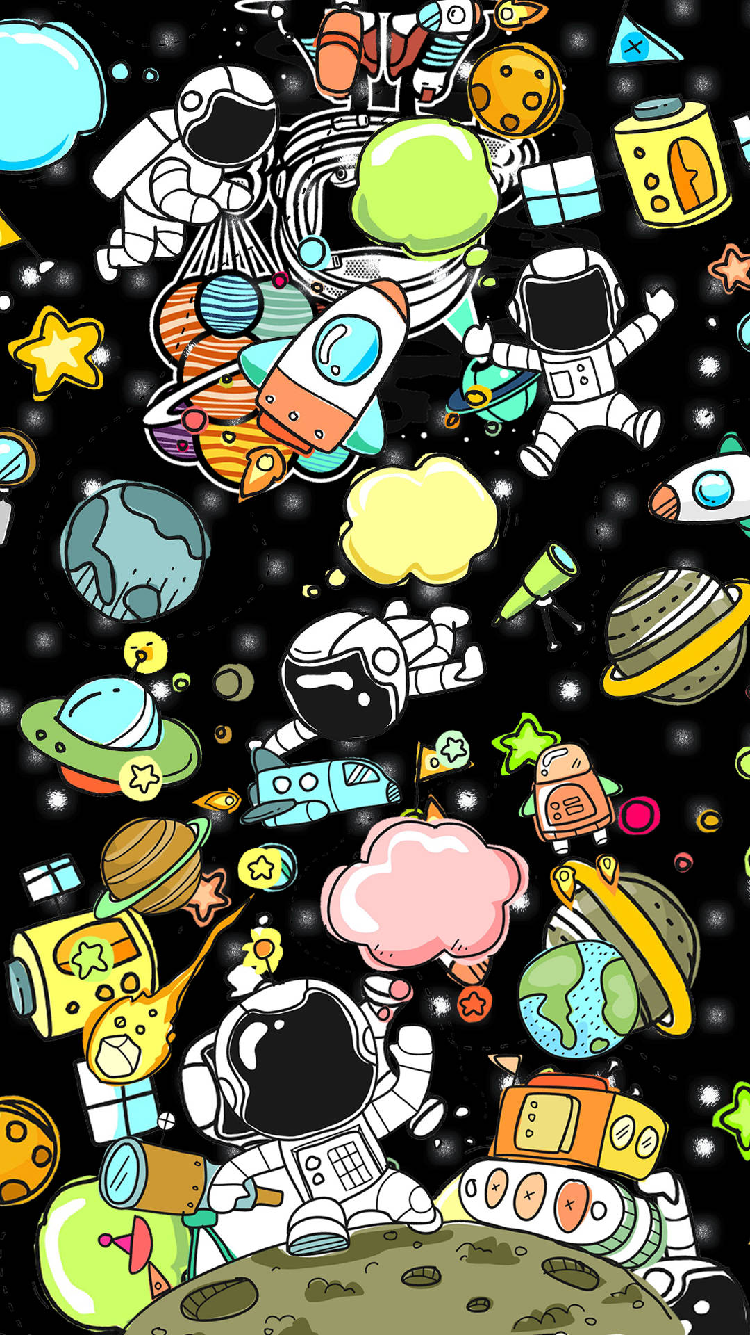 Cartoon Astronaut In Outer Space Wallpaper
