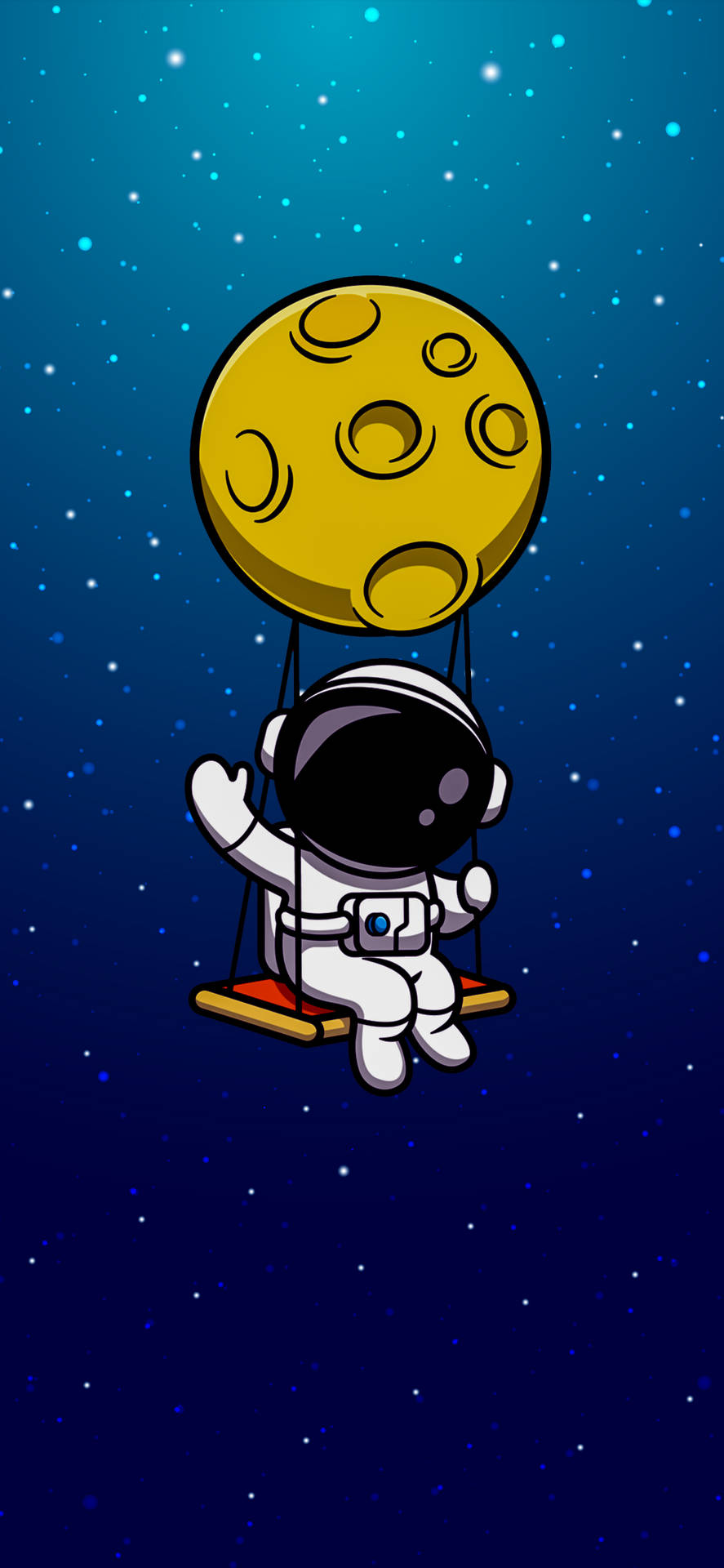 Cartoon Astronaut On A Swing