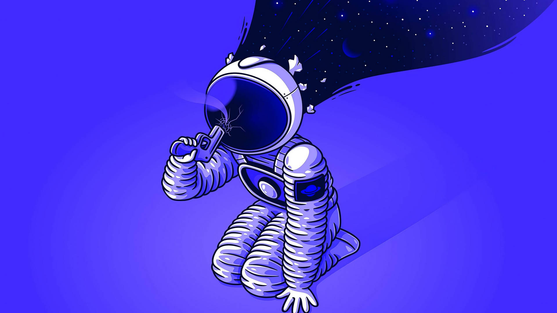 Cartoon Astronaut With A Gun Wallpaper