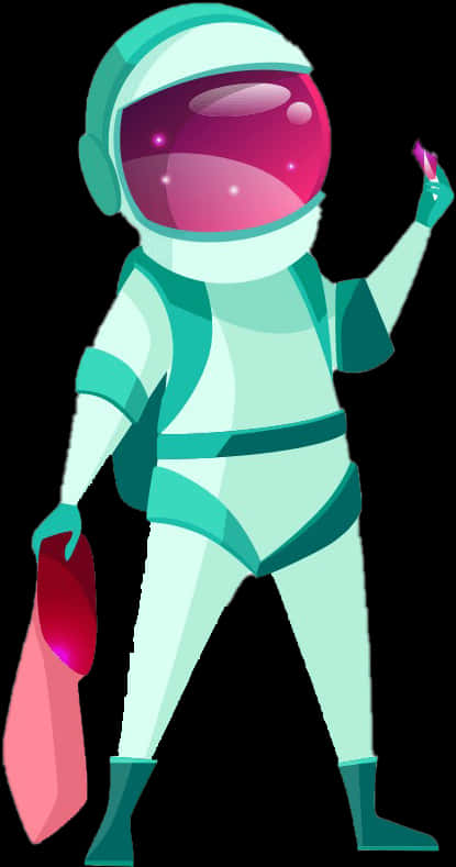Cartoon Astronaut With Pink Visor PNG