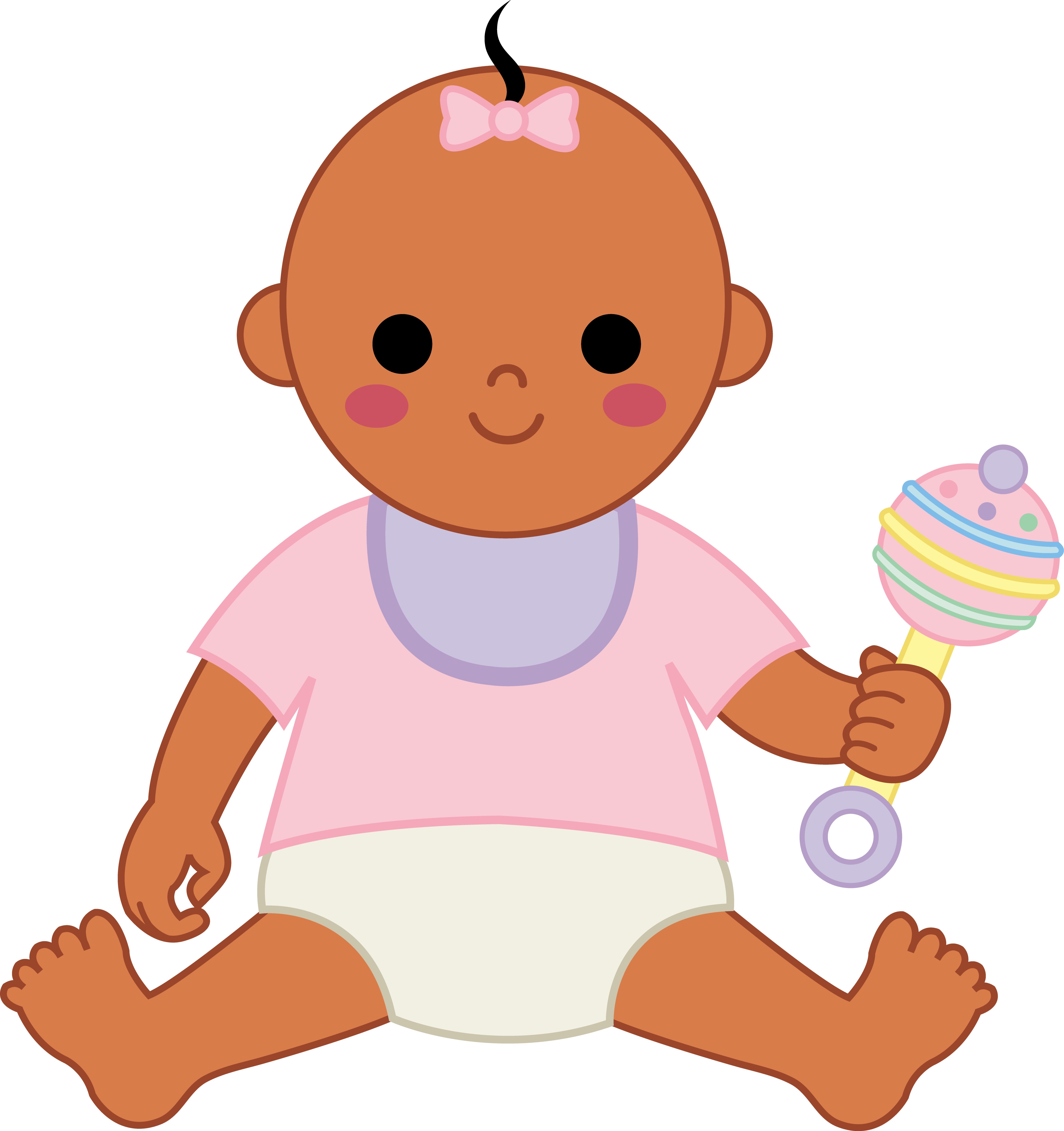 Cartoon Baby Doll With Rattle.png PNG