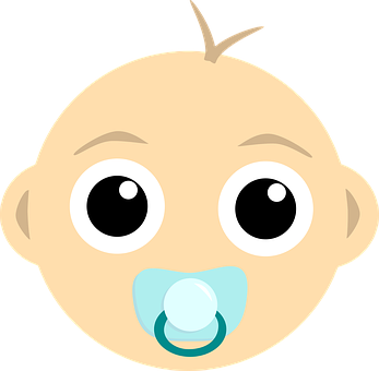 Cartoon Baby Facewith Pacifier PNG