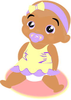 Cartoon Baby Girlwith Pacifier PNG