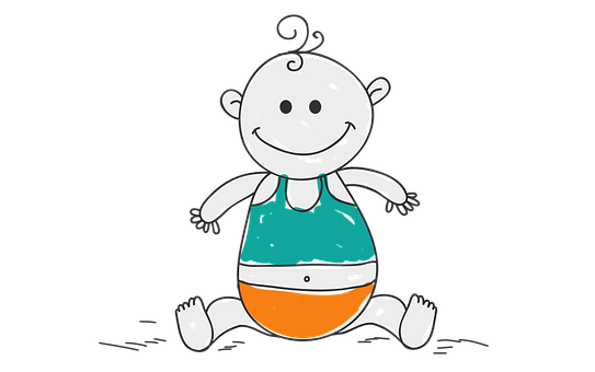 Cartoon Baby Sitting Happily PNG