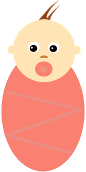 Cartoon Baby Swaddledin Pink PNG