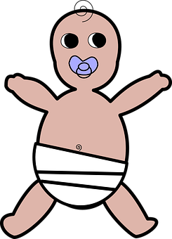 Cartoon Baby With Pacifier PNG