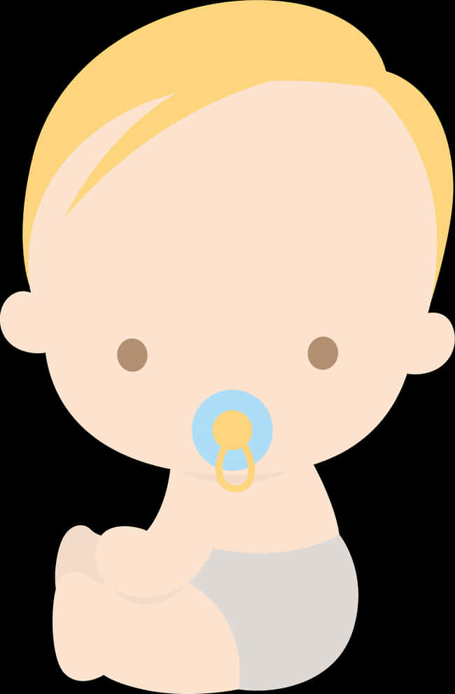 Cartoon Baby With Pacifier PNG