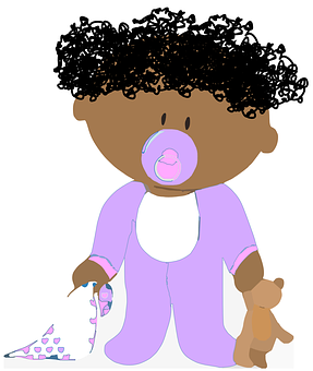 Cartoon Baby With Pacifierand Teddy Bear PNG