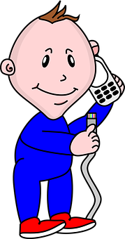 Cartoon Baby With Phone PNG