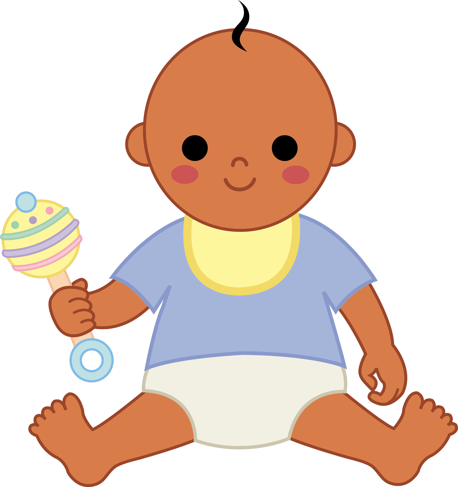 Cartoon Baby With Rattle.png PNG