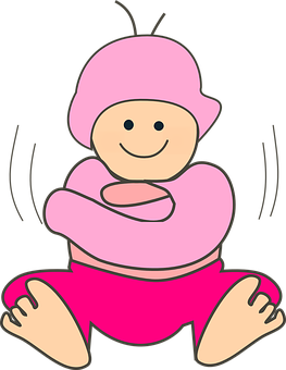 Cartoon Babyin Pink Outfit PNG