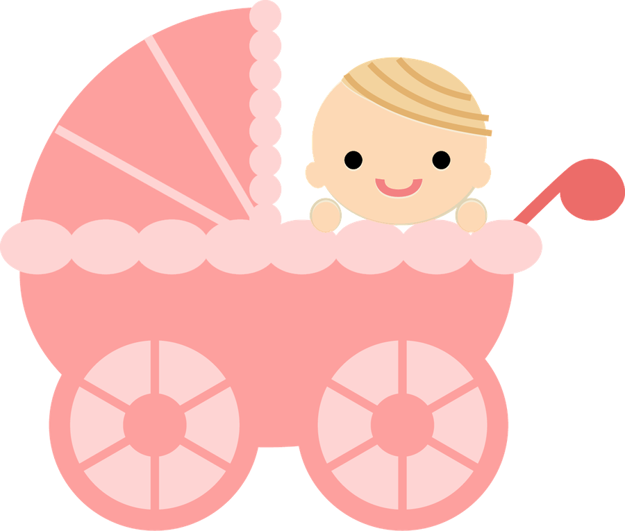 Cartoon Babyin Pink Stroller PNG