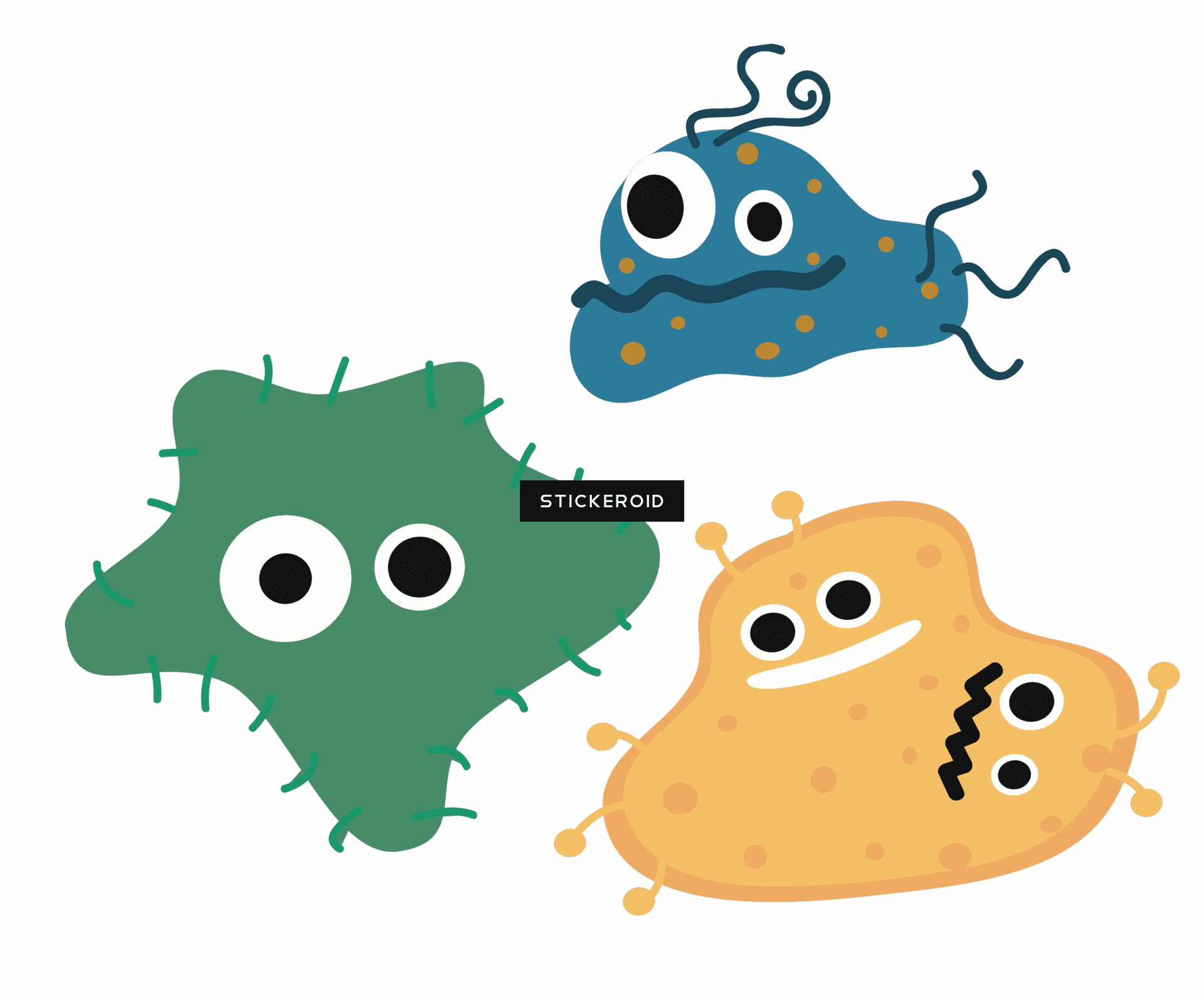 Cartoon Bacteria Friends PNG
