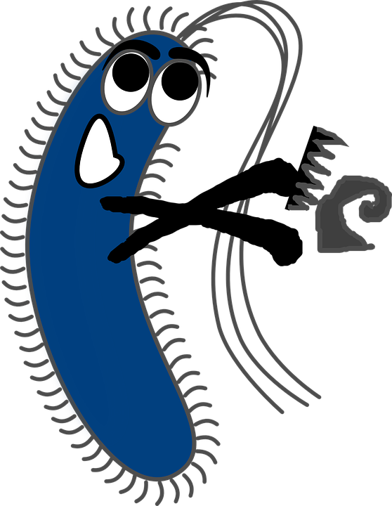 Cartoon Bacteria With Broomand Dustpan PNG