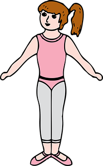 Cartoon Ballerina Standing Position PNG
