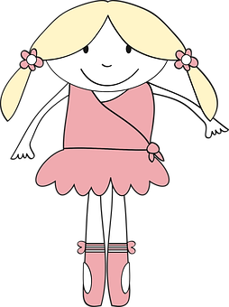 Cartoon Ballerinain Pink Dress PNG